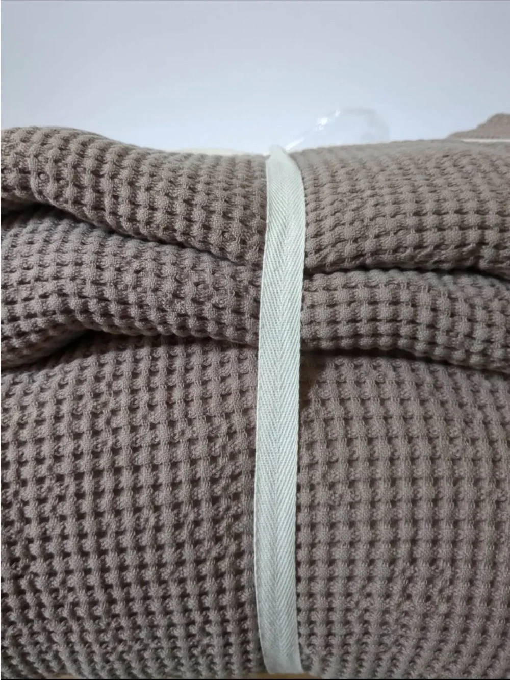 EverGrace 100% Cotton Waffle Coverlet Set, Queen Size, Truffle Taupe Brown